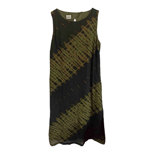 Long floral dress in green viscose voile