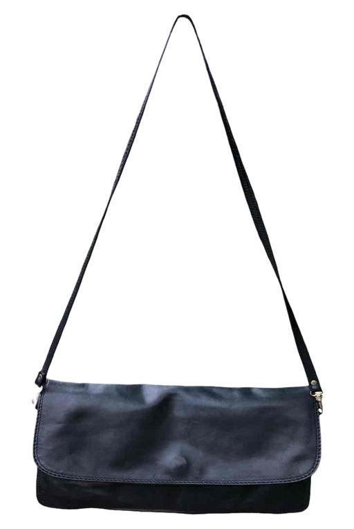 Navy leather baguette bag 3 pockets with