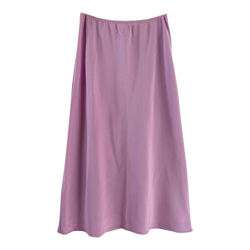 Lilac midi skirt, elastic waist and shape
