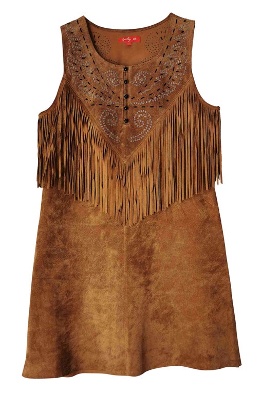René Dhery suede mini dress. With fringes in front
