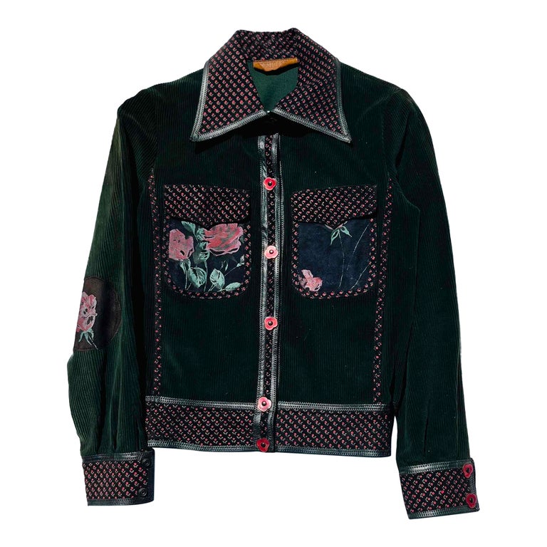 Veste en velours et cuir