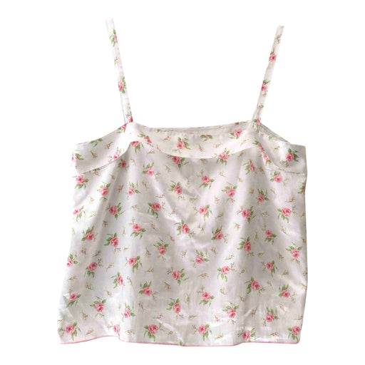 Floral satin camisole Rose print Piping