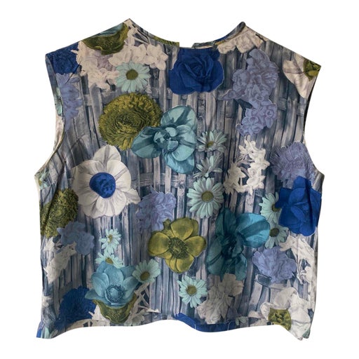 Blouse sans manche à fleurs des années 70,