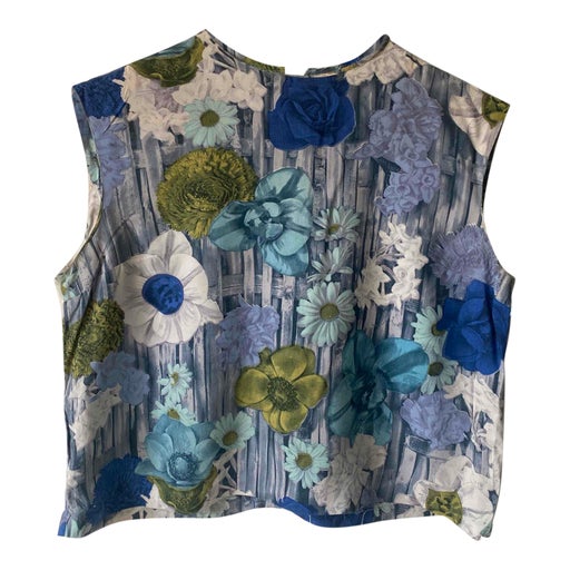 70s floral sleeveless blouse,
