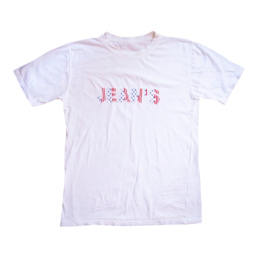 Tee-shirt blanc vintage avec logo Jean brodé