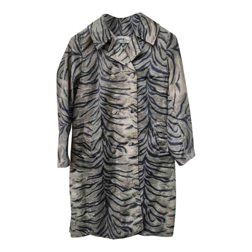 Feline print trench coat