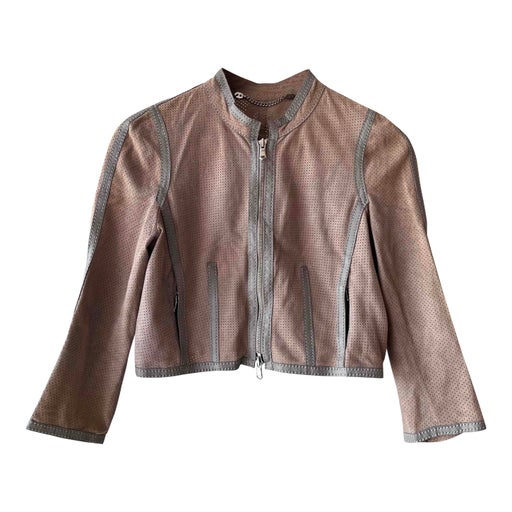 Honeycomb leather and suede jacket