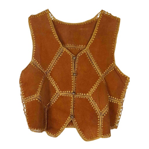 Suede and Crochet Vest
