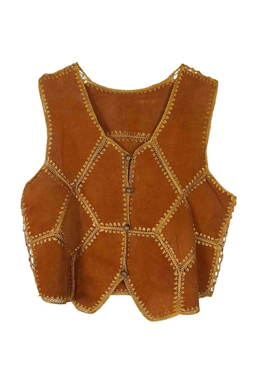Suede and Crochet Vest