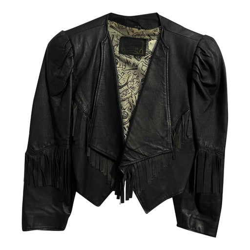 Veste en cuir à franges