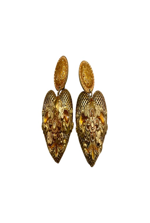 Golden metal earrings