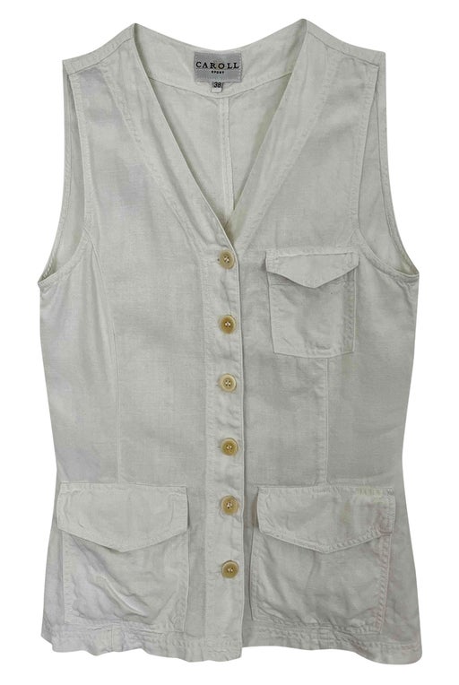 Sleeveless cotton and linen vest