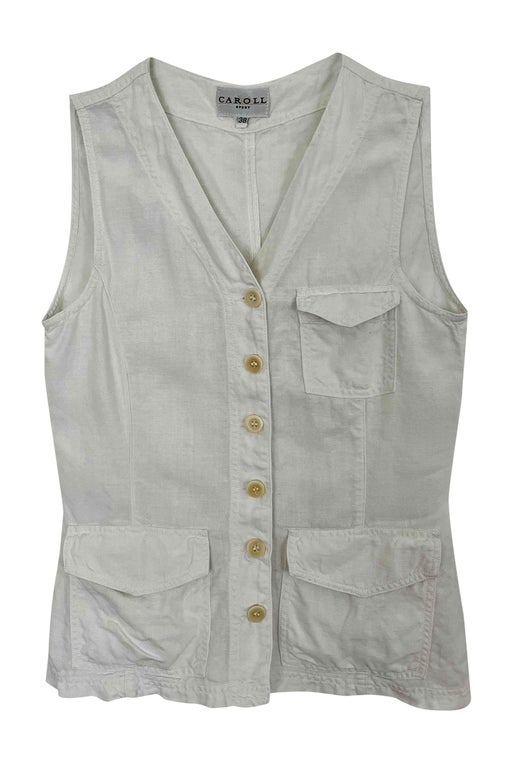 Sleeveless cotton and linen vest