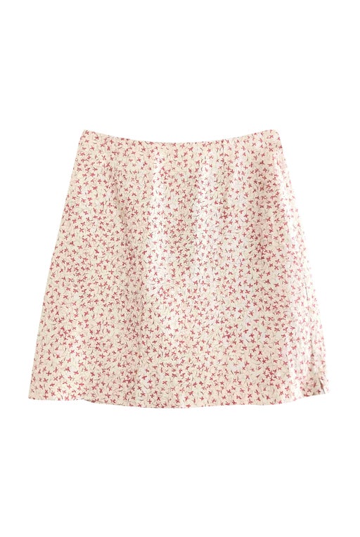Floral linen mini skirt