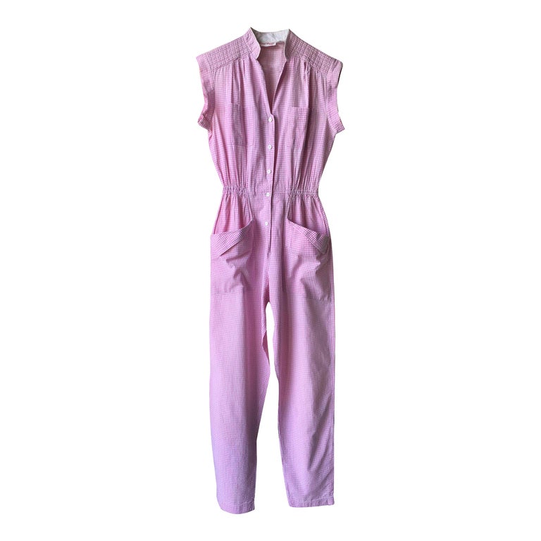 Purple gingham jumpsuit top
