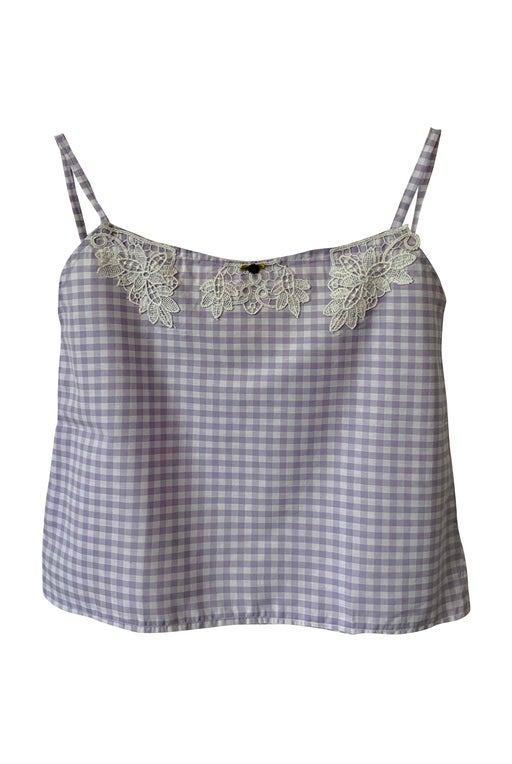 Embroidered gingham camisole