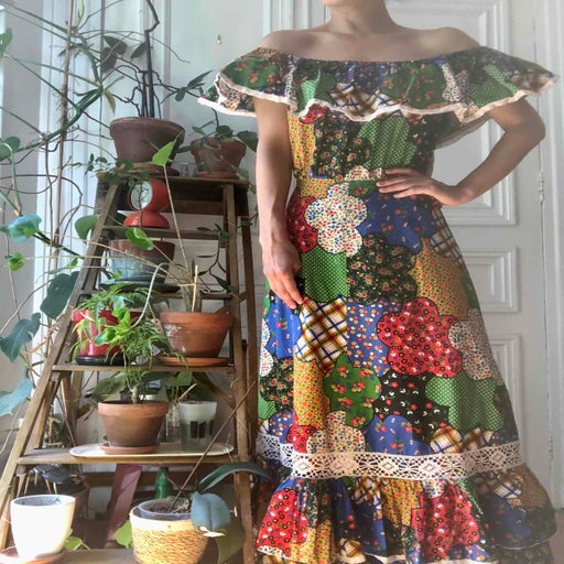 Robe longue en patchwork