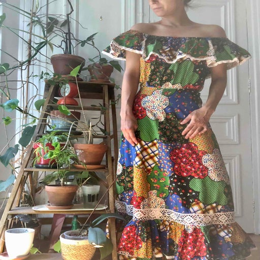 Robe longue en patchwork