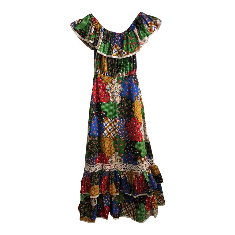 Robe longue en patchwork