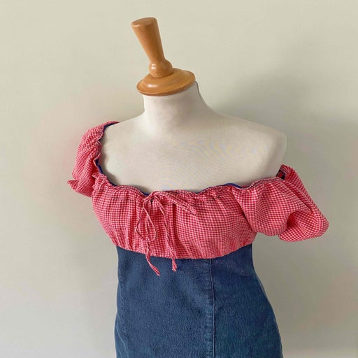 Robe en denim et vichy