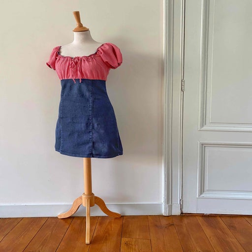 Robe en denim et vichy