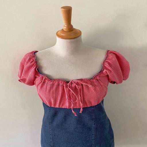 Robe en denim et vichy