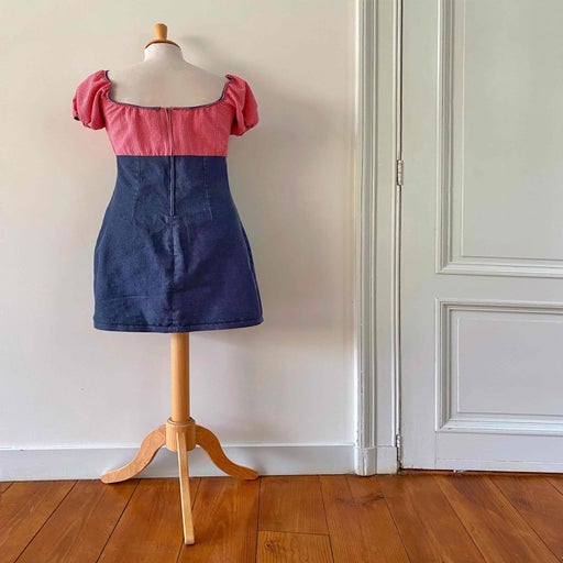 Robe en denim et vichy