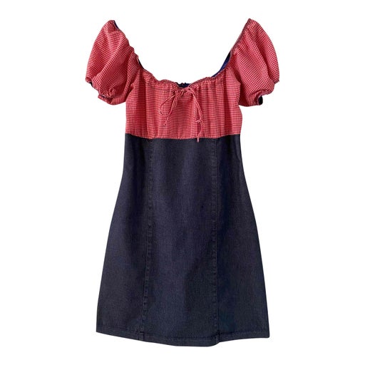 Robe en denim et vichy
