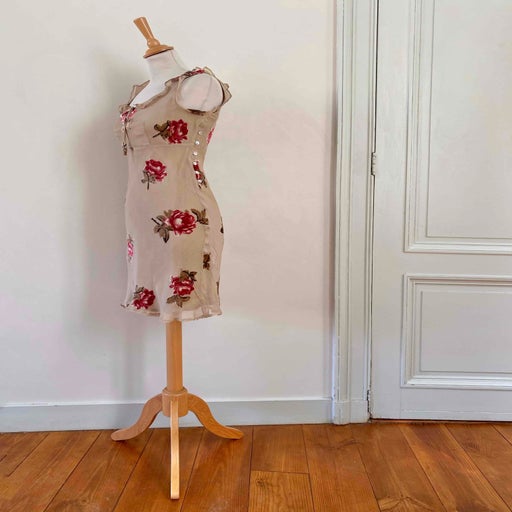 Robe en soie et velours
