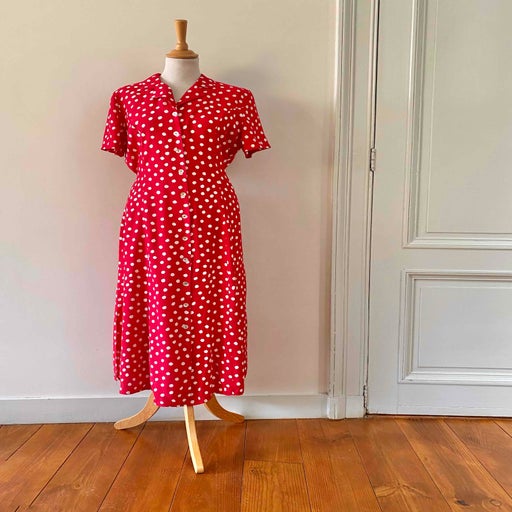 Robe longue à pois