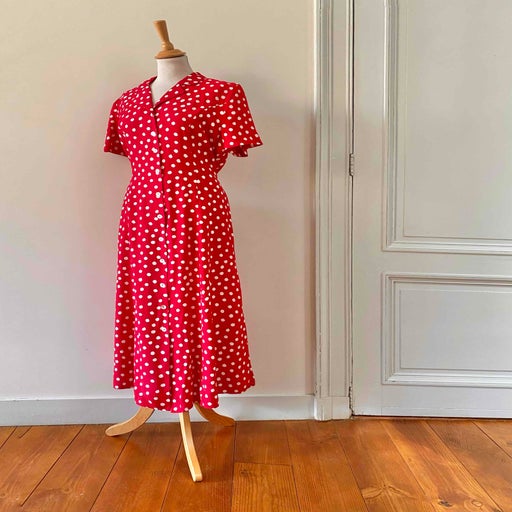 Robe longue à pois