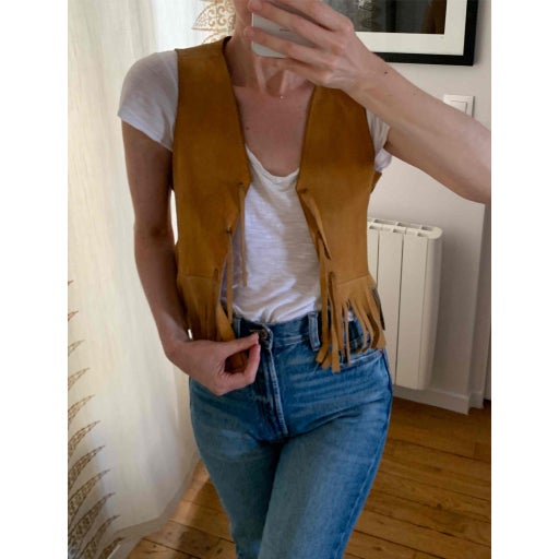 Suede Fringe Vest, Ties in the front, The