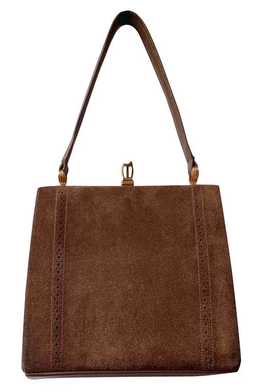 Brown handbag, rigid, one side in suede, pretty