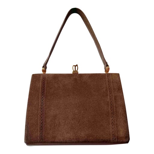 Brown handbag, rigid, one side in suede, pretty