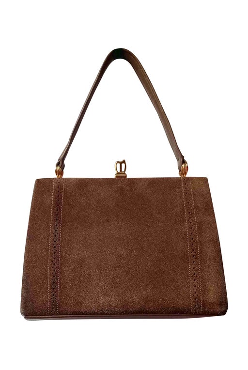Brown handbag, rigid, one side in suede, pretty