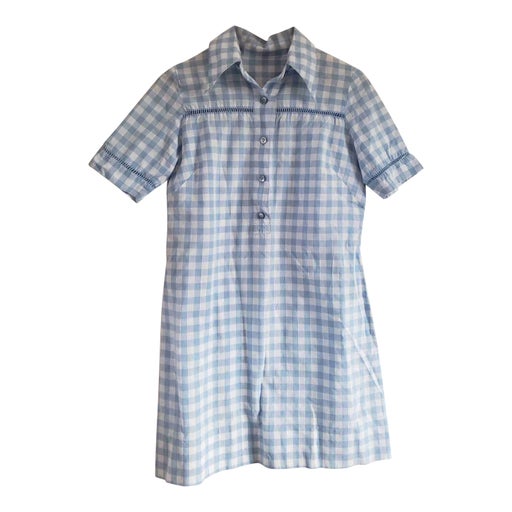 Blue gingham shirt dress