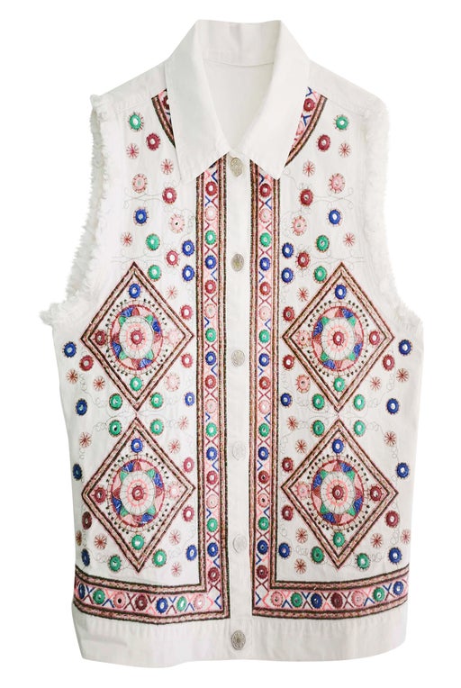 Embroidered sleeveless vest