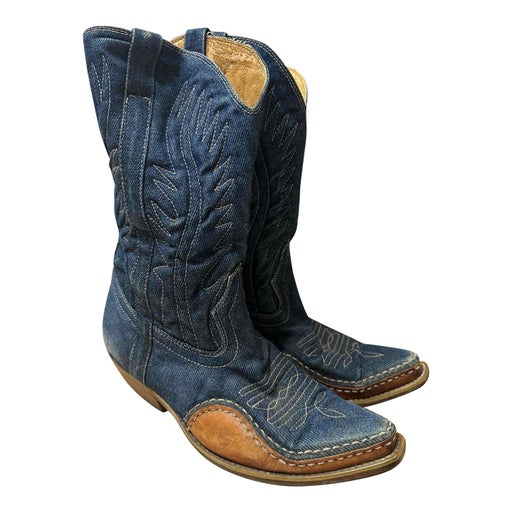 Santiags en jean et cuir 