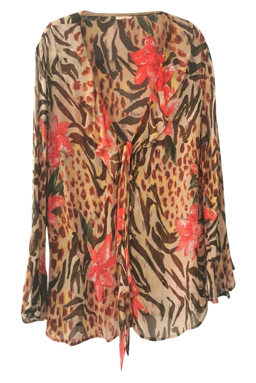 Leopard and flower blouse