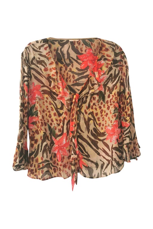 Leopard and flower blouse