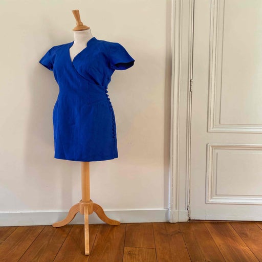 Mini robe en soie et lin