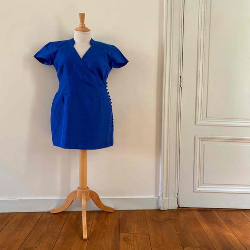 Mini robe en soie et lin