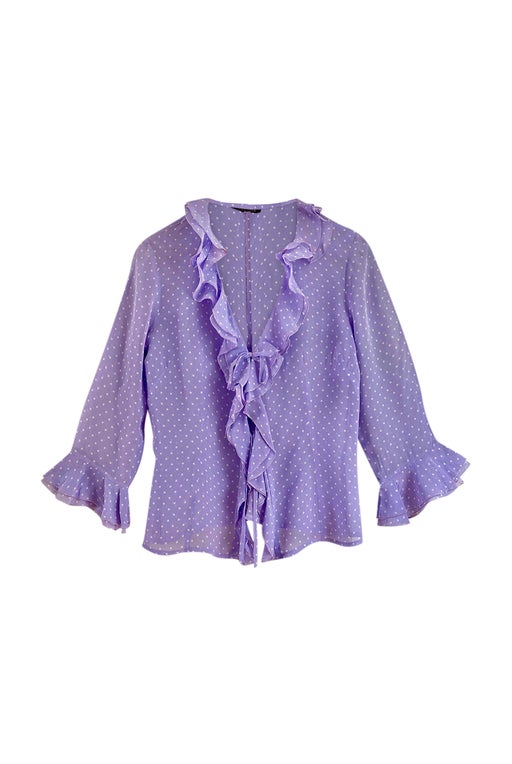 Polka dot knotted blouse