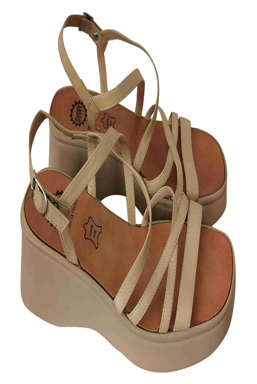 Sandales plateformes en cuir