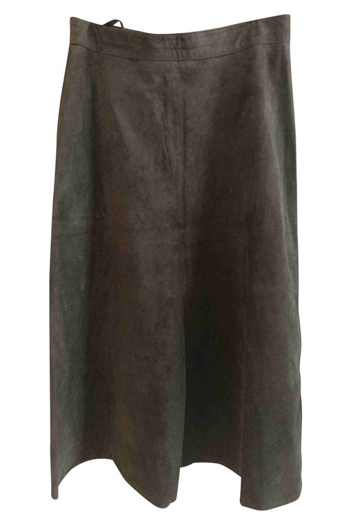 Leather midi skirt