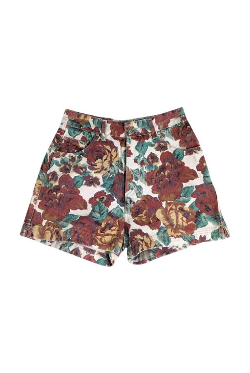Floral denim shorts