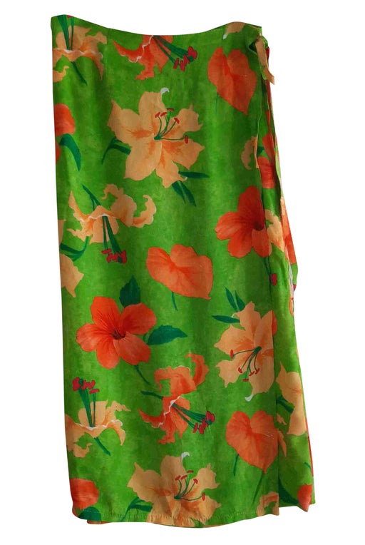 Long floral wrap skirt