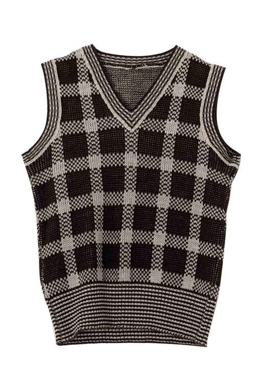 Checked sleeveless sweater