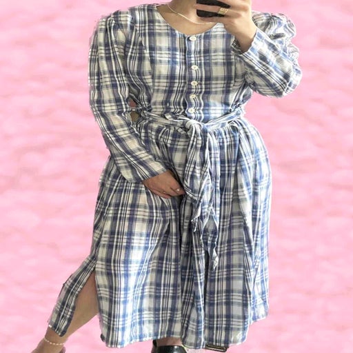 Robe longue à carreaux
