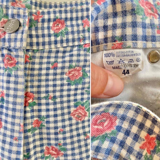 Mini short vichy et fleurs